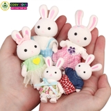 Đồ chơi búp bê mô hình ngôi nhà thỏ hồng cho bé