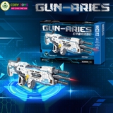 Đồ chơi lắp ghép xếp hình s,ung phóng laze nhiều nòng với 438 chi tiết cho bé