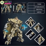 Đồ chơi lắp ghép xếp hình Megatron Transformers Optimus Prime Robot Mecha cỡ lớn chuyển động với 1457 mảnh ghép cho bé