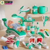 Đồ chơi mô hình bác sỹ nha khoa khám bệnh với hơn 30 chi tiết có hiệu ứng nhạc và đèn cho bé