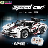 Đồ chơi xếp hình lắp ghép mô hình xe thể thao F1 cao cấp mẫu mới màu trắng có động cơ điều khiển từ xa với 310 chi tiết cho bé