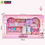 Đồ chơi búp bê mô hình ngôi nhà thỏ hồng cho bé