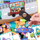 Đồ chơi bảng gỗ ghép nam châm hai mặt nhiều chủ đề cho bé