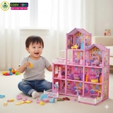 Đồ chơi lắp ghép ngôi nhà villa búp bê cao cấp với đầy đủ vật dụng, đồ dùng cho bé