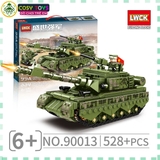 Đồ chơi lắp ghép xếp hình mô hình xe t.ăng màu xanh ghi với 528 chi tiết