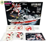 Đồ chơi lắp ghép xếp hình siêu nhân biến hình tàu chiến 2 trong 1 với 420 chi tiết
