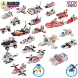 Đồ chơi lắp ghép xếp hình tàu chiến đấu cao cấp 8in1 với mẫu nhỏ 3in1 mẫu mới với 651 mảnh ghép