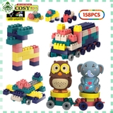 Đồ chơi lắp ghép xếp hình lắp ráp đoàn tàu thú cưng với 158 chi tiết