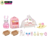 Đồ chơi búp bê mô hình ngôi nhà thỏ hồng cho bé