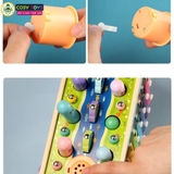 Đồ chơi đập chuột kèm đàn gỗ và thả động vật, xếp hình, câu cá ....7 trong 1 cho bé