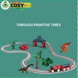 Đồ chơi xếp hình cầu trượt khủng long chạy pin với nhiều mẫu ghép đường ray cho bé