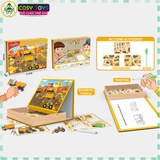 Đồ chơi bảng gỗ ghép nam châm hai mặt nhiều chủ đề cho bé