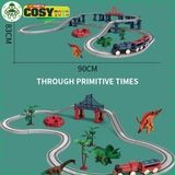 Đồ chơi xếp hình cầu trượt khủng long chạy pin với nhiều mẫu ghép đường ray cho bé