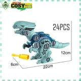 Đồ chơi khủng long lắp ráp bằng vít, kèm máy vặn vít với 4 mẫu khủng long cho bé