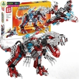 Đồ chơi lắp ghép xếp hình khủng long robot Super Mecha biến hình 2 trong 1 thành phi thuyền với 422 chi tiết