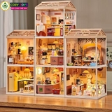 Đồ chơi lắp ghép ngôi nhà trong mơ cao cấp với nhiều mẫu: phòng ngủ, phòng tắm, phòng bếp.....cao cấp có đèn led và lồng che trong suốt với đầy đủ vật dụng, đồ dùng cho bé