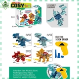 Đồ chơi khủng long lắp ráp bằng vít, kèm máy vặn vít với 4 mẫu khủng long cho bé