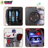 Đồ chơi xe oto cảnh sát biến hình thành robot có đèn và nhạc cho bé