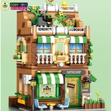 Đồ chơi lắp ghép xếp hình city nhà phố: quán cà phê, khách sạn, nhà hàng ... với 713, 760, 828 chi tiết