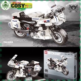 Đồ chơi lắp ghép xếp hình xe moto cản.h sá.t giao thông với 318 mảnh ghép cho bé