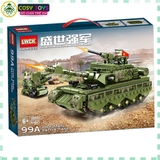 Đồ chơi lắp ghép xếp hình mô hình xe t.ăng màu xanh ghi với 528 chi tiết