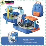 Đồ chơi vali cầu trượt - gara xe cao tầng 2 trong 1 cho bé với 37 chi tiết
