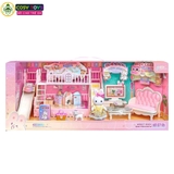 Đồ chơi búp bê mô hình ngôi nhà thỏ hồng cho bé