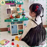 Đồ chơi mô hình bếp nấu ăn kèm dụng cụ bếp, đồ ăn kèm hiệu ứng khói khi chơi với hơn 48 chi tiết