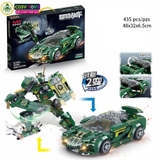 Đồ chơi lắp ghép xếp hình siêu nhân xanh biến hình thành siêu xe đua 2 trong 1 với 435 chi tiết