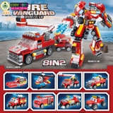 Đồ chơi xếp hình lắp ghép robot cứu hỏa 8 trong 2 với nhiều chi tiết, mẫu ghép khác nhau trên 753 chi tiết cho bé