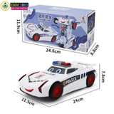 Đồ chơi xe oto cảnh sát biến hình thành robot có đèn và nhạc cho bé