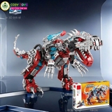 Đồ chơi lắp ghép xếp hình khủng long robot Super Mecha biến hình 2 trong 1 thành phi thuyền với 422 chi tiết