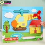 Đồ chơi tranh gỗ ghép theo chủ đề kèm bút và bảng viết, làm bằng gỗ thông an toàn cho bé