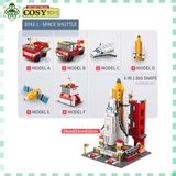 Bộ xếp hình lắp ghép 1000 chi tiết tàu không gian vũ trụ 6 trong 1 với nhiều chi tiết, mẫu ghép khác nhau cho bé