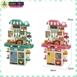 Đồ chơi mô hình bếp nấu ăn kèm dụng cụ bếp, đồ ăn kèm hiệu ứng khói khi chơi với hơn 48 chi tiết