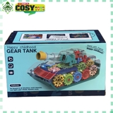 Đồ chơi mô hình xe tăng bánh răng trong suốt có đèn nhạc chạy bằng pin cho bé