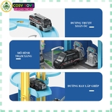 Đồ chơi vali cầu trượt - gara xe cao tầng 2 trong 1 cho bé với 37 chi tiết