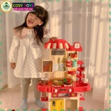 Đồ chơi mô hình bếp nấu ăn kèm dụng cụ bếp, đồ ăn kèm hiệu ứng khói khi chơi với hơn 48 chi tiết