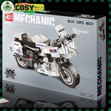 Đồ chơi lắp ghép xếp hình xe moto cản.h sá.t giao thông với 318 mảnh ghép cho bé