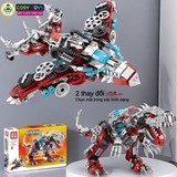 Đồ chơi lắp ghép xếp hình khủng long robot Super Mecha biến hình 2 trong 1 thành phi thuyền với 422 chi tiết