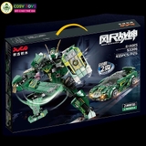 Đồ chơi lắp ghép xếp hình siêu nhân xanh biến hình thành siêu xe đua 2 trong 1 với 435 chi tiết