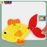 Đồ chơi tranh gỗ ghép theo chủ đề kèm bút và bảng viết, làm bằng gỗ thông an toàn cho bé