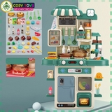 Đồ chơi mô hình bếp nấu ăn kèm dụng cụ bếp, đồ ăn kèm hiệu ứng khói khi chơi với hơn 48 chi tiết