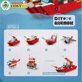 Bộ xếp hình lắp ghép 1000 chi tiết tàu cứu hỏa 6 trong 1 với nhiều chi tiết, mẫu ghép khác nhau cho bé