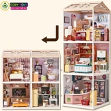 Đồ chơi lắp ghép ngôi nhà trong mơ cao cấp với nhiều mẫu: phòng ngủ, phòng tắm, phòng bếp.....cao cấp có đèn led và lồng che trong suốt với đầy đủ vật dụng, đồ dùng cho bé