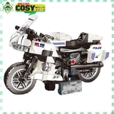 Đồ chơi lắp ghép xếp hình xe moto cản.h sá.t giao thông với 318 mảnh ghép cho bé