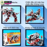 Đồ chơi lắp ghép xếp hình khủng long robot Super Mecha biến hình 2 trong 1 thành phi thuyền với 422 chi tiết
