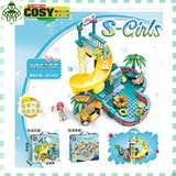 Đồ chơi lắp ghép xếp hình khu bể bơi có cầu trượt S Girl cao cấp với 257 mảnh ghép