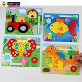 Đồ chơi tranh gỗ ghép theo chủ đề kèm bút và bảng viết, làm bằng gỗ thông an toàn cho bé