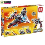Đồ chơi lắp ghép xếp hình khủng long robot Super Mecha biến hình 2 trong 1 thành phi thuyền với 422 chi tiết